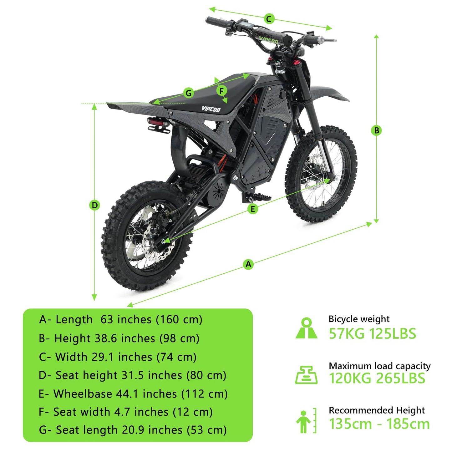 Moto Electrique Adulte pour Adolescents,VIPCOOH3 Velo VTT Electrique Homme,Pente 60°,Batterie Amovible 48V/23Ah,Double Frein Hydraulique et Suspension Intégrale,Âge recommandé≥13