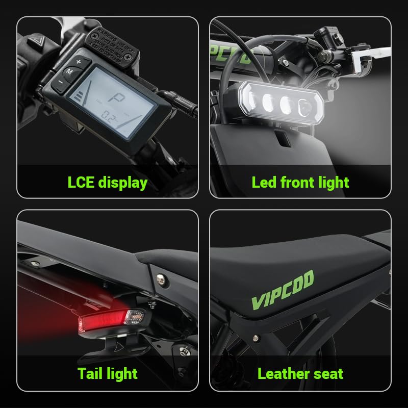 Moto Electrique Adulte pour Adolescents,VIPCOOH3 Velo VTT Electrique Homme,Pente 60°,Batterie Amovible 48V/23Ah,Double Frein Hydraulique et Suspension Intégrale,Âge recommandé≥13
