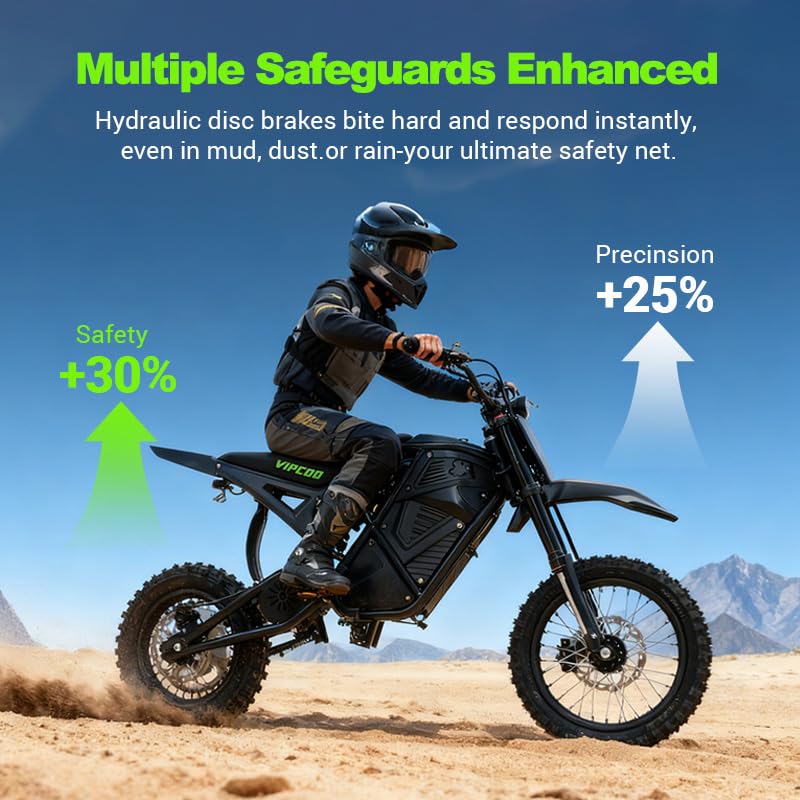 Moto Electrique Adulte pour Adolescents,VIPCOOH3 Velo VTT Electrique Homme,Pente 60°,Batterie Amovible 48V/23Ah,Double Frein Hydraulique et Suspension Intégrale,Âge recommandé≥13